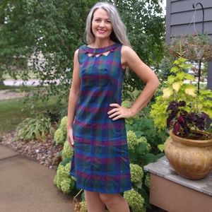 1960's JEWELTONE PLAID DRESS 60's S